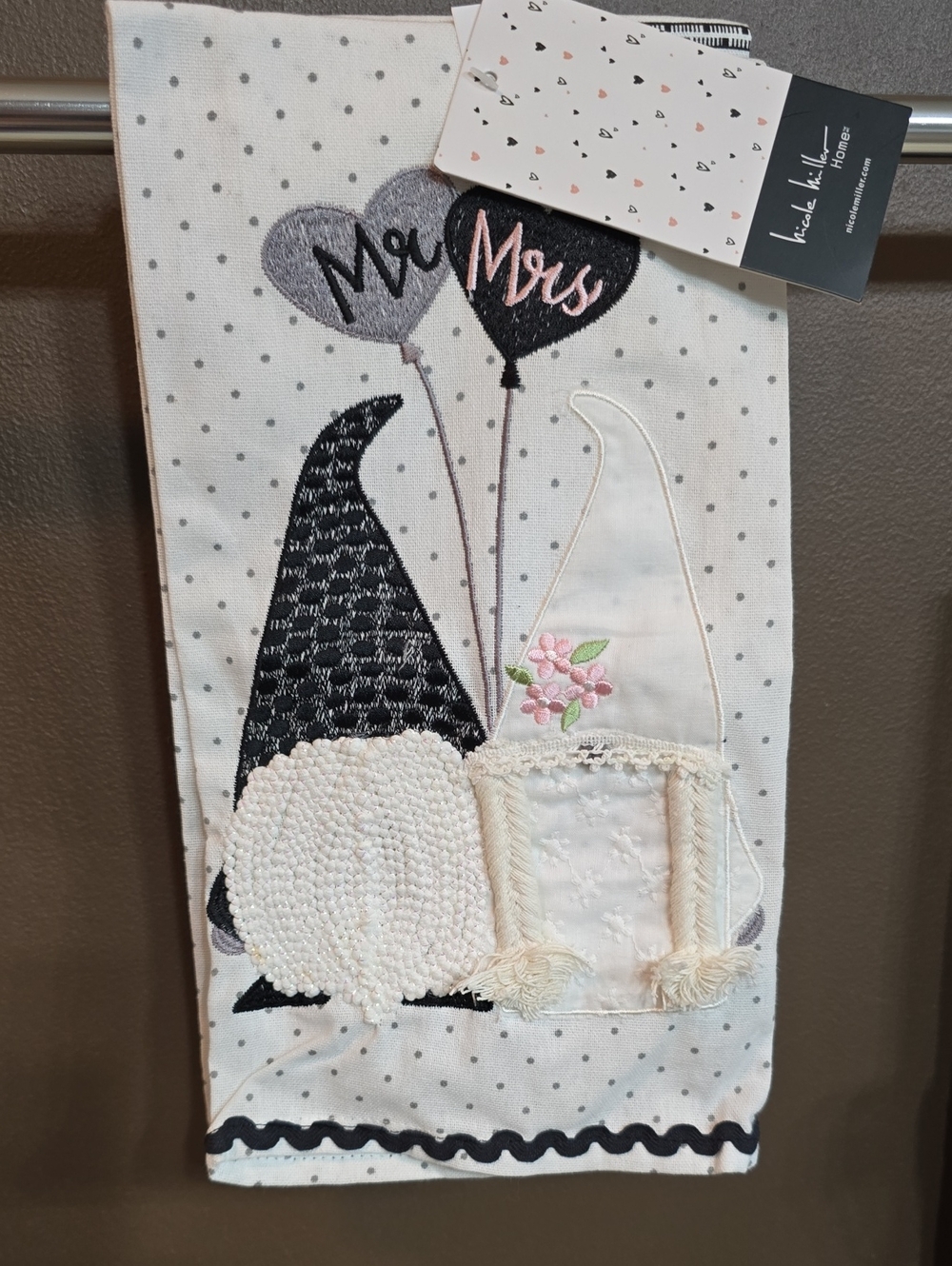 Mr & Mrs Gnome Tea Towels with Pink Accents